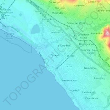 Strand topographic map, elevation, terrain