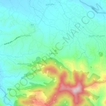 Vaziani topographic map, elevation, terrain