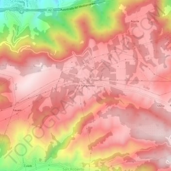 Via Purgatorio topographic map, elevation, terrain