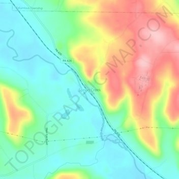 Spring Creek topographic map, elevation, terrain