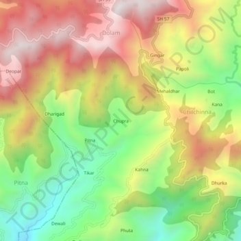 Chupra topographic map, elevation, terrain