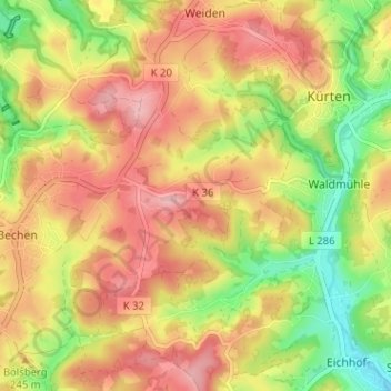 Hau topographic map, elevation, terrain