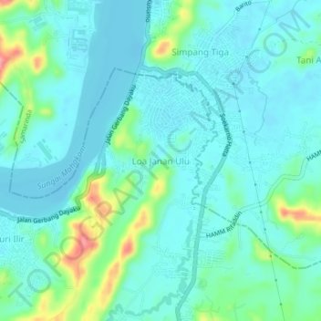 Loa Janan Ulu topographic map, elevation, terrain