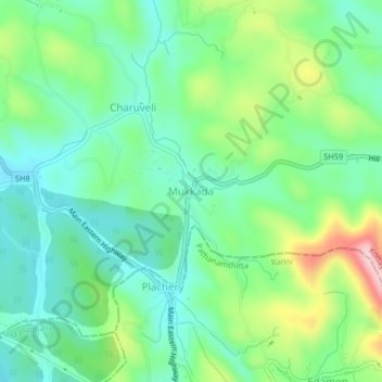 Mukkada topographic map, elevation, terrain