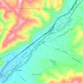 Rock Creek topographic map, elevation, terrain