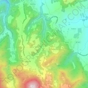Precicchie topographic map, elevation, terrain