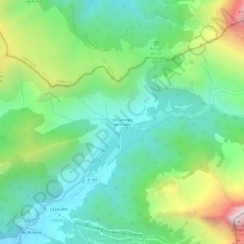 Les Granges des Forêts topographic map, elevation, terrain