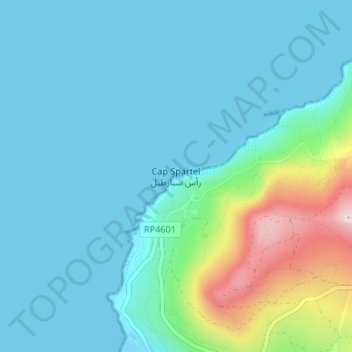 Cap Spartel topographic map, elevation, terrain
