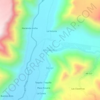Alto Molino topographic map, elevation, terrain