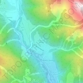 Piano d'Arta topographic map, elevation, terrain