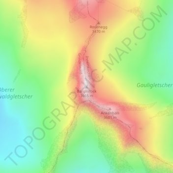 Bärglistock topographic map, elevation, terrain