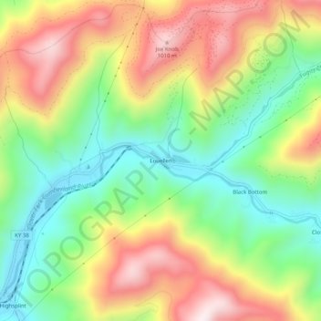 Louellen topographic map, elevation, terrain