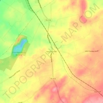 New Franklin topographic map, elevation, terrain