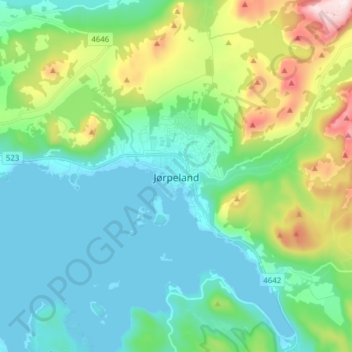 Jørpeland topographic map, elevation, terrain
