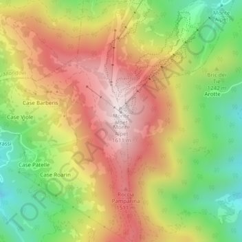 Monte Alpet topographic map, elevation, terrain