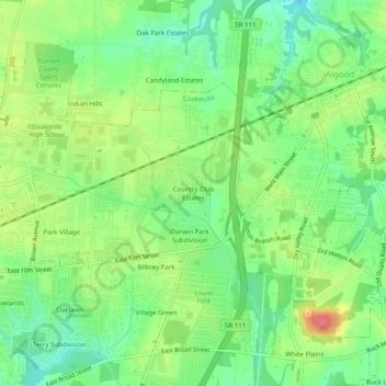 Country Club Estates topographic map, elevation, terrain