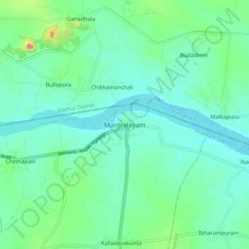 Mantralayam topographic map, elevation, terrain