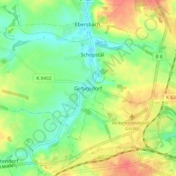 Girbigsdorf topographic map, elevation, terrain