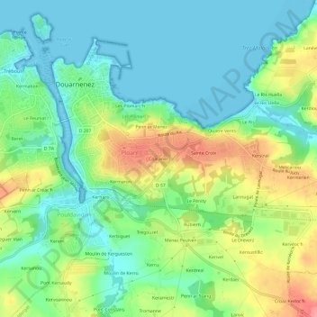 Coataner topographic map, elevation, terrain