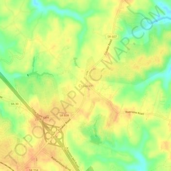 Croaker topographic map, elevation, terrain