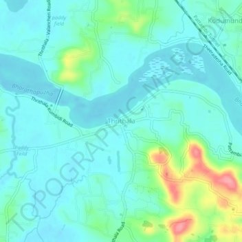 Thrithala topographic map, elevation, terrain
