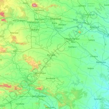 Puruliya topographic map, elevation, terrain
