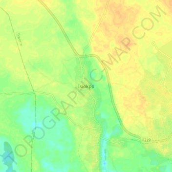 Isiokpo topographic map, elevation, terrain