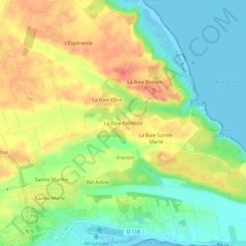 La Baie Palmiste topographic map, elevation, terrain