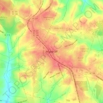 Woodruff topographic map, elevation, terrain