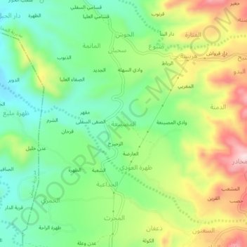 Al Musayni`ah topographic map, elevation, terrain