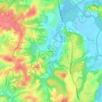 Juanttipi topographic map, elevation, terrain