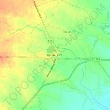 Kallakurichi topographic map, elevation, terrain