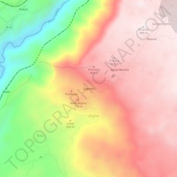 Zagreda topographic map, elevation, terrain