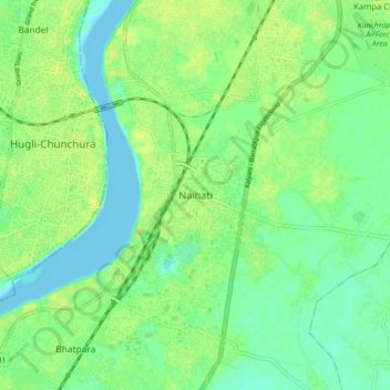 Naihati topographic map, elevation, terrain