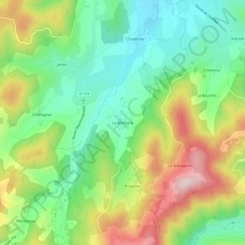 La Bretogne topographic map, elevation, terrain