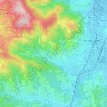 Zallo topographic map, elevation, terrain