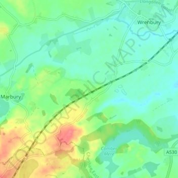 Marley Green topographic map, elevation, terrain