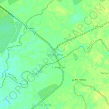 Puerto Inca topographic map, elevation, terrain