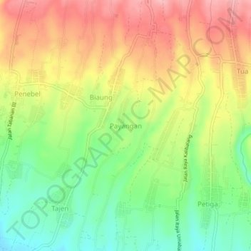 Payangan topographic map, elevation, terrain