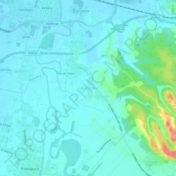 Val di Cava topographic map, elevation, terrain