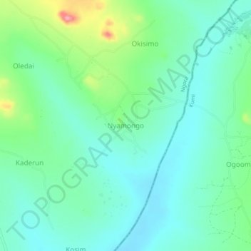 Nyamongo topographic map, elevation, terrain