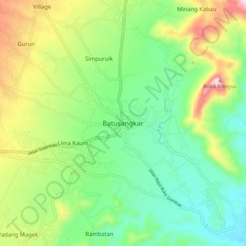 Batusangkar topographic map, elevation, terrain