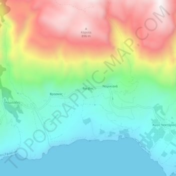 Vouvas topographic map, elevation, terrain