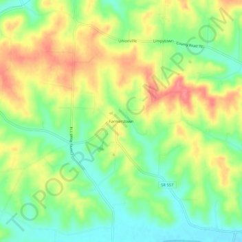 Farmerstown topographic map, elevation, terrain