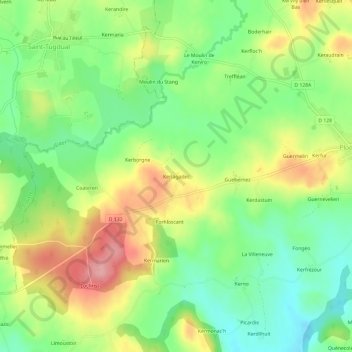 Kerlagadec topographic map, elevation, terrain
