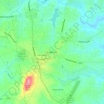 Boogertown topographic map, elevation, terrain