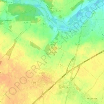 Les Charmilles topographic map, elevation, terrain