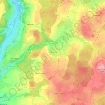 Hedelberg topographic map, elevation, terrain