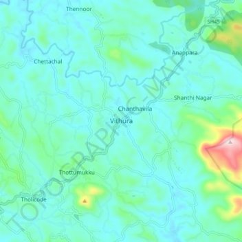 Vithura topographic map, elevation, terrain