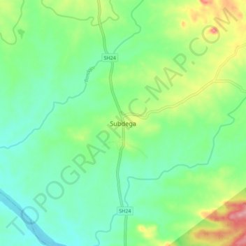 Subdega topographic map, elevation, terrain